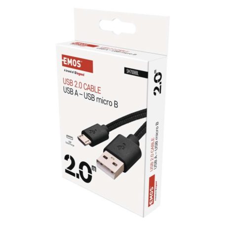 Töltő- és adatkábel USB-A 2.0 / micro USB-B 2.0, 2 m, fekete