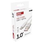Töltő- és adatkábel USB-A 2.0 / Lightning MFi, 1 m, fehér