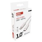Töltő- és adatkábel USB-C 2.0 / Lightning MFi, 1 m, fehér