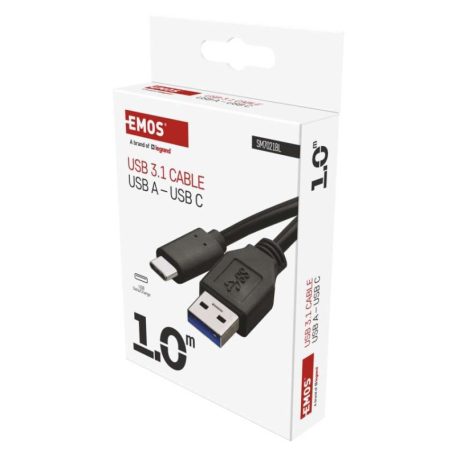 Töltő- és adatkábel USB-A 3.0 / USB-C 3.1, 1 m, fekete