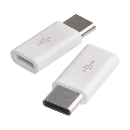 Adapter micro USB-B 2.0 / USB-C 2.0, fehér, 2db