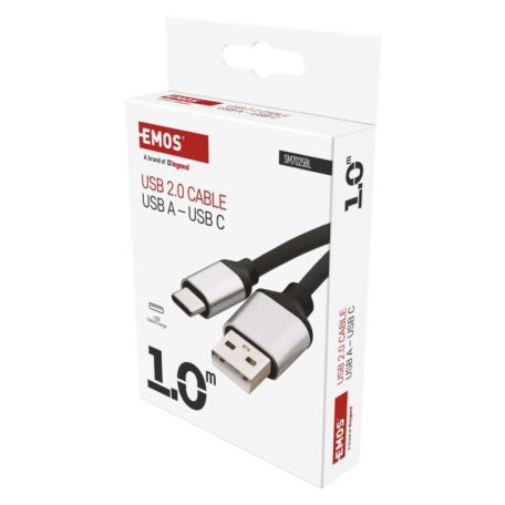 Töltő- és adatkábel USB-A 2.0 / USB-C 2.0, 1 m, fekete