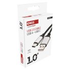 Töltő- és adatkábel USB-A 2.0 / USB-C 2.0, 1 m, fekete