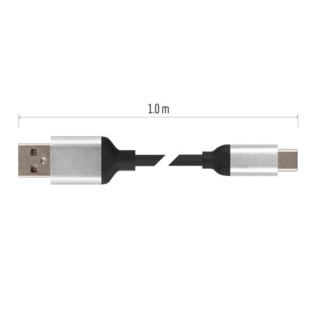 Töltő- és adatkábel USB-A 2.0 / USB-C 2.0, 1 m, fekete