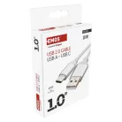 Töltő- és adatkábel USB-A 2.0 / USB-C 2.0, 1 m, fehér