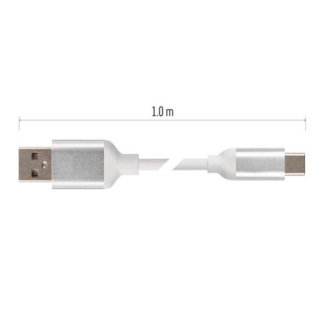 Töltő- és adatkábel USB-A 2.0 / USB-C 2.0, 1 m, fehér