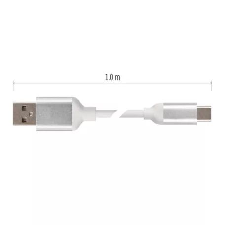 Töltő- és adatkábel USB-A 2.0 / USB-C 2.0, 1 m, fehér