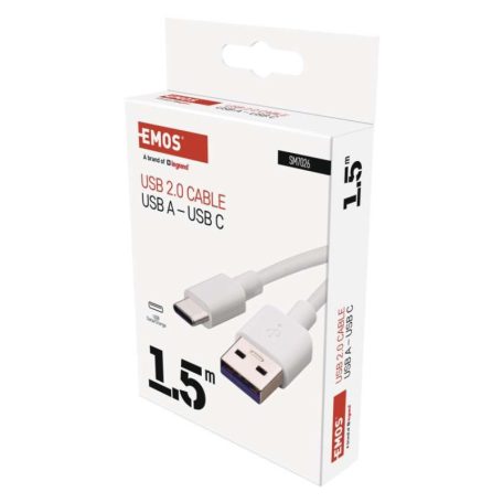 Töltő- és adatkábel USB-A 2.0 / USB-C 2.0, 1,5 m, fehér
