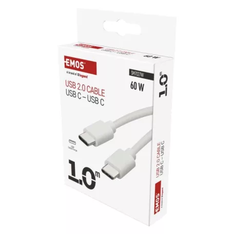 Töltő- és adatkábel USB-C 2.0 / USB-C 2.0, 1 m, fehér