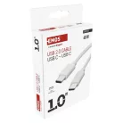 Töltő- és adatkábel USB-C 2.0 / USB-C 2.0, 1 m, fehér