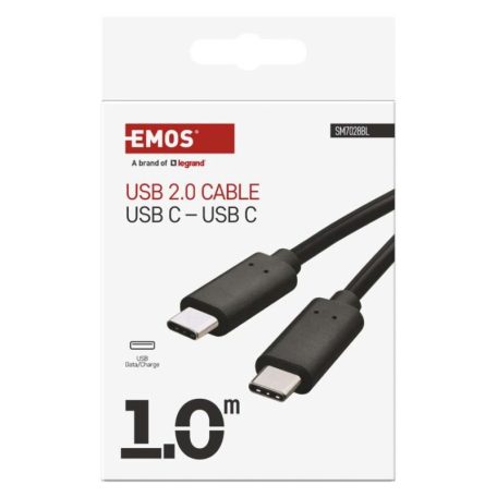 Töltő- és adatkábel 2.0 USB-C / USB-C, 1 m, fekete