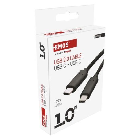 Töltő- és adatkábel 2.0 USB-C / USB-C, 1 m, fekete