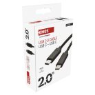 Töltő- és adatkábel 2.0 USB-C / USB-C, 2 m, fekete