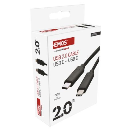 Töltő- és adatkábel 2.0 USB-C / USB-C, 2 m, fekete