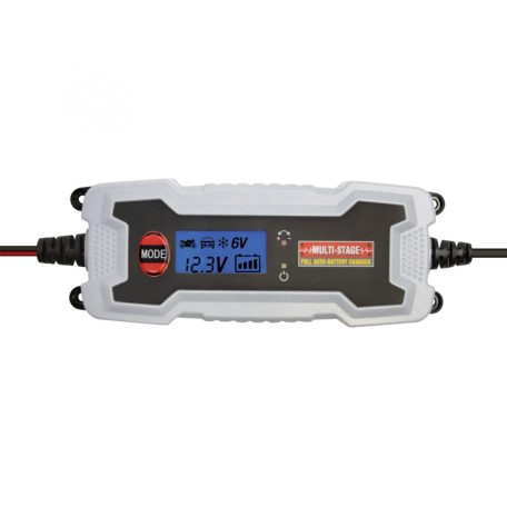 SAL SMC 38 smart akkumulátortöltő, 6 - 12 V, 1,2 - 120 Ah, 0,8 - 3,8 A, smart töltőprogram, feszültségmérő LCD
