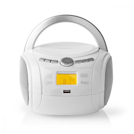 NEDIS CD-lejátszó Boombox | Elemes Áramellátás / Hálózati Áramellátás | Stereo | 9 W | Bluetooth® | FM | USB lejátszás | Hordozó fogantyú | Fehér