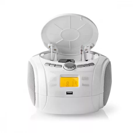NEDIS CD-lejátszó Boombox | Elemes Áramellátás / Hálózati Áramellátás | Stereo | 9 W | Bluetooth® | FM | USB lejátszás | Hordozó fogantyú | Fehér