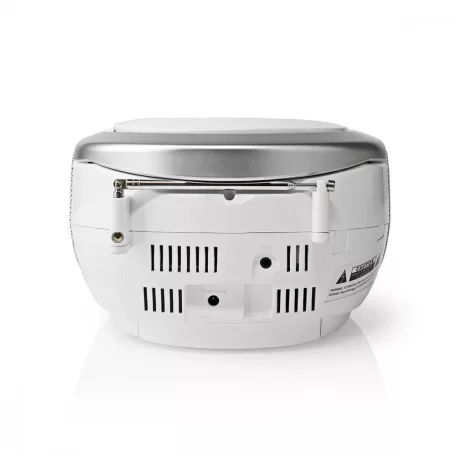 NEDIS CD-lejátszó Boombox | Elemes Áramellátás / Hálózati Áramellátás | Stereo | 9 W | Bluetooth® | FM | USB lejátszás | Hordozó fogantyú | Fehér