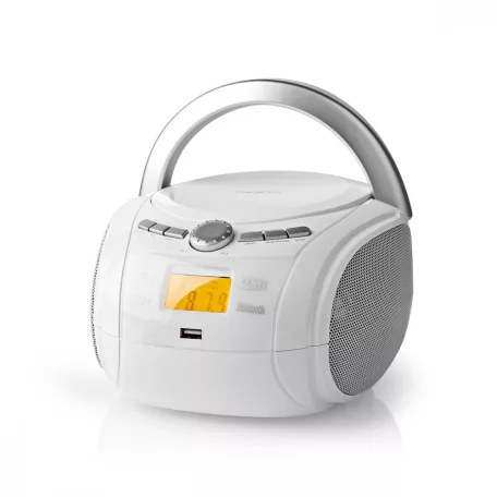 NEDIS CD-lejátszó Boombox | Elemes Áramellátás / Hálózati Áramellátás | Stereo | 9 W | Bluetooth® | FM | USB lejátszás | Hordozó fogantyú | Fehér