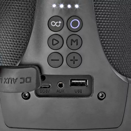 Bluetooth® Party Boombox | 6 óra | 2.0 | 50 W | Media lejátszás: AUX / USB | IPX5 | Összekapcsolható | Hordozó fogantyú | Party fények | Fekete