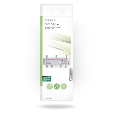CATV Splitter | 5 - 1000 MHz | Beszúrási veszteség: 10.0 dB | Kimenő csatlakozók száma: 6 | 75 Ohm | Zinc