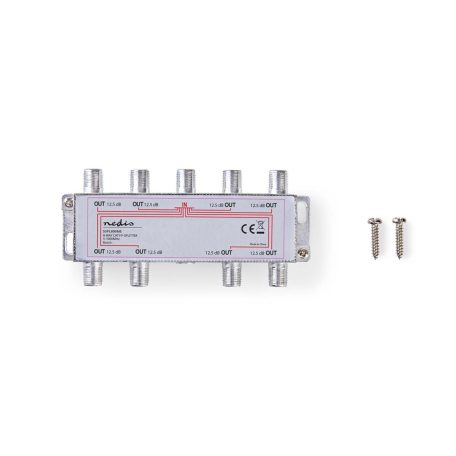 CATV Splitter | 5 - 1000 MHz | Beszúrási veszteség: 11.0 dB | Kimenő csatlakozók száma: 8 | 75 Ohm | Zinc