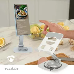   Telefon Állvány | Univerzális | Dönthető Forgatható | Ezüst