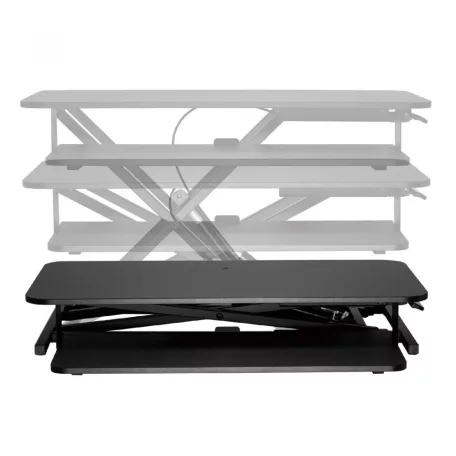 Ülő-álló asztali munkahely, billentyűzet-tartóval