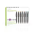 Érintő toll | Alkalmas erre: Okostelefon / Tablet | Gumi Vég | 7 db | Csiptetővel | Golyóstoll | Fekete