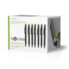 Érintő toll | Alkalmas erre: Okostelefon / Tablet | Gumi Vég | 7 db | Csiptetővel | Golyóstoll | Fekete