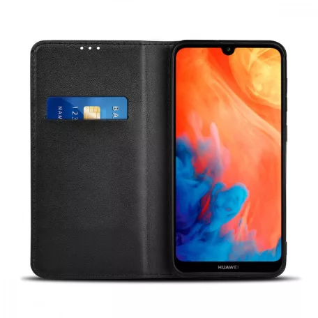 Wallet Book | Alkalmas erre: Huawei | Huawei Y7 2019 / Y7 prime 2019 / Y7 pro 2019 | 1 Kártyára Alkalmas | Fekete | PU / TPU | Állítható üzemmódok