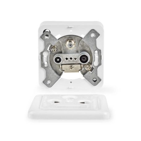 Antenna End dobozba | 1x F-Csatlakozó Aljzat / 1x IEC Csatlakozó Aljzat / 1x IEC Csatlakozó Dugó | 75 Ohm | Visszatérési út | Ezüst / Fehér