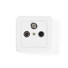 Antenna End dobozba | 1x F-Csatlakozó Aljzat / 1x IEC Csatlakozó Aljzat / 1x IEC Csatlakozó Dugó | 75 Ohm | Visszatérési út | Ezüst / Fehér