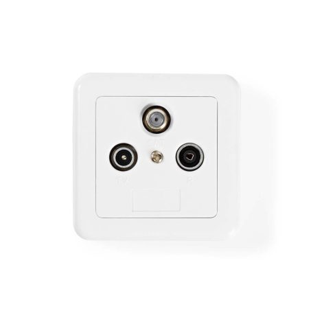 Antenna End dobozba | 1x F-Csatlakozó Aljzat / 1x IEC Csatlakozó Aljzat / 1x IEC Csatlakozó Dugó | 75 Ohm | Visszatérési út | Ezüst / Fehér