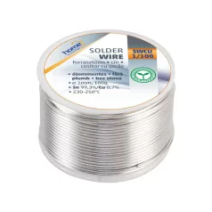   Home SWCU 1/100 forrasztóón 1mm, 100g, európai gyártótól származó kiváló minőségű forrasztóón, összetétel: Sn/Cu: 99,3%/0,7%, gyanta: 2,0%