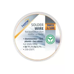   Home SWCU 1/100 forrasztóón 1mm, 100g, európai gyártótól származó kiváló minőségű forrasztóón, összetétel: Sn/Cu: 99,3%/0,7%, gyanta: 2,0%