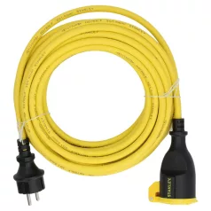   STANLEY SXEC-121 hosszabbító lengőaljzattal, IP44, 10m sárga kábel, max. 3680 W, H07RN-F 3G1,5, kül- és beltéri kivitel