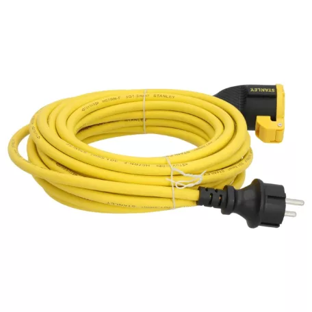 STANLEY SXEC-121 hosszabbító lengőaljzattal, IP44, 10m sárga kábel, max. 3680 W, H07RN-F 3G1,5, kül- és beltéri kivitel