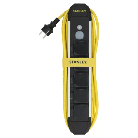 STANLEY SXSK-108 5-ös elosztó kapcsolóval, IP44, 5m kábel, H07RNF 3G1,5, max. 3680 W, kül- és beltéri kivitel