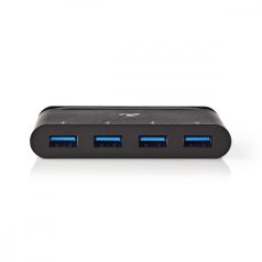   USB Többportos Adapter | USB 3.2 Gen 1 | USB-C™ Dugasz | 4x USB-A | Kerek | Nikkelezett | Fekete | Ablakos Doboz Euro Lock Zárral