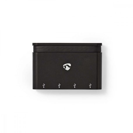 USB Többportos Adapter | USB 3.2 Gen 1 | USB-C™ Dugasz | 4x USB-A | Kerek | Nikkelezett | Fekete | Ablakos Doboz Euro Lock Zárral