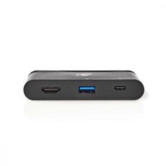   USB Többportos Adapter | USB 3.2 Gen 1 | USB-C™ Dugasz | HDMI™ Aljzat / USB-A Aljzat / USB-C™ Aljzat | Kerek | Nikkelezett | Fekete | Ablakos Doboz Euro Lock Zárral