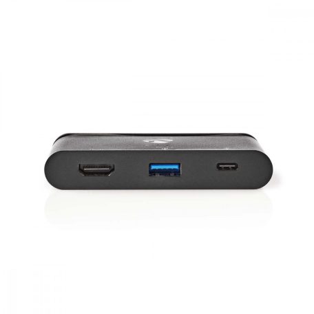 USB Többportos Adapter | USB 3.2 Gen 1 | USB-C™ Dugasz | HDMI™ Aljzat / USB-A Aljzat / USB-C™ Aljzat | Kerek | Nikkelezett | Fekete | Ablakos Doboz Euro Lock Zárral