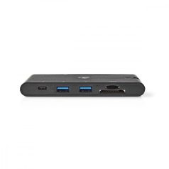   USB Dokkoló Állomás | USB 3.2 Gen 1 | USB-C™ Dugasz | HDMI™ Aljzat / Micro SD / RJ45 Aljzat / SD / VGA Aljzat / 2x USB-A / 2x USB-C™ | Kerek | Nikkelezett | Fekete | Ablakos Doboz Euro Lock Zárral
