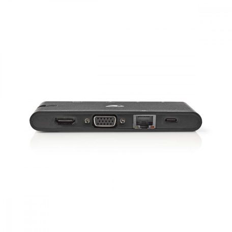 USB Dokkoló Állomás | USB 3.2 Gen 1 | USB-C™ Dugasz | HDMI™ Aljzat / Micro SD / RJ45 Aljzat / SD / VGA Aljzat / 2x USB-A / 2x USB-C™ | Kerek | Nikkelezett | Fekete | Ablakos Doboz Euro Lock Zárral
