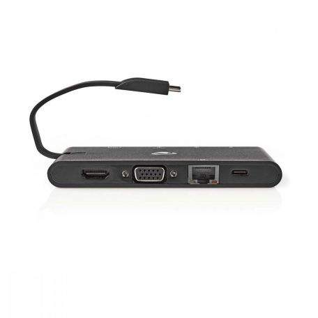 USB Dokkoló Állomás | USB 3.2 Gen 1 | USB-C™ Dugasz | HDMI™ Aljzat / Micro SD / RJ45 Aljzat / SD / VGA Aljzat / 2x USB-A / 2x USB-C™ | Kerek | Nikkelezett | Fekete | Ablakos Doboz Euro Lock Zárral
