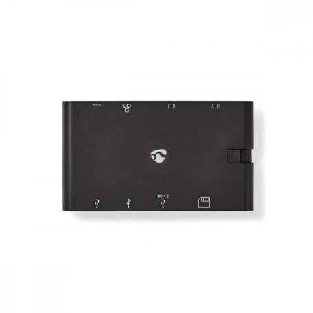 USB Dokkoló Állomás | USB 3.2 Gen 1 | USB-C™ Dugasz | HDMI™ Aljzat / Micro SD / RJ45 Aljzat / SD / VGA Aljzat / 2x USB-A / 2x USB-C™ | Kerek | Nikkelezett | Fekete | Ablakos Doboz Euro Lock Zárral