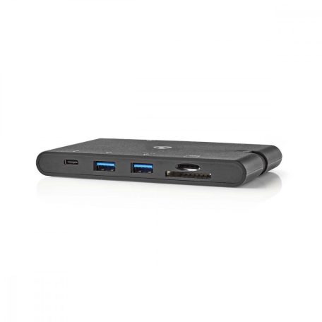 USB Dokkoló Állomás | USB 3.2 Gen 1 | USB-C™ Dugasz | HDMI™ Aljzat / Micro SD / RJ45 Aljzat / SD / VGA Aljzat / 2x USB-A / 2x USB-C™ | Kerek | Nikkelezett | Fekete | Ablakos Doboz Euro Lock Zárral