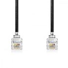 Telekommunikácós kábel | RJ10 Dugasz | RJ10 Dugasz | 2.00 m | Kábelkialakítás: Tekercselt | Kábel típus: RJ10 | Fekete