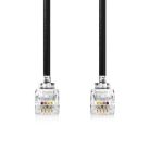 Telekommunikácós kábel | RJ10 Dugasz | RJ10 Dugasz | 5.00 m | Kábelkialakítás: Tekercselt | Kábel típus: RJ10 | Fekete | Boríték